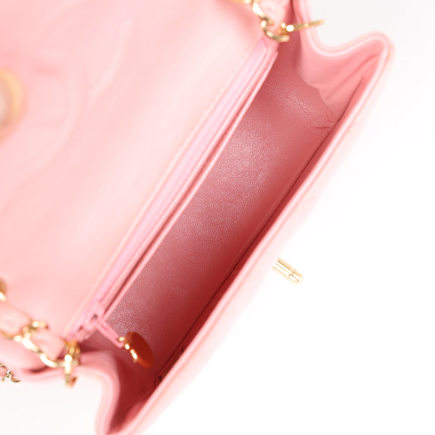Vintage Chanel Mini Square Flap Light Pink Lambskin Gold Hardware - Image 8