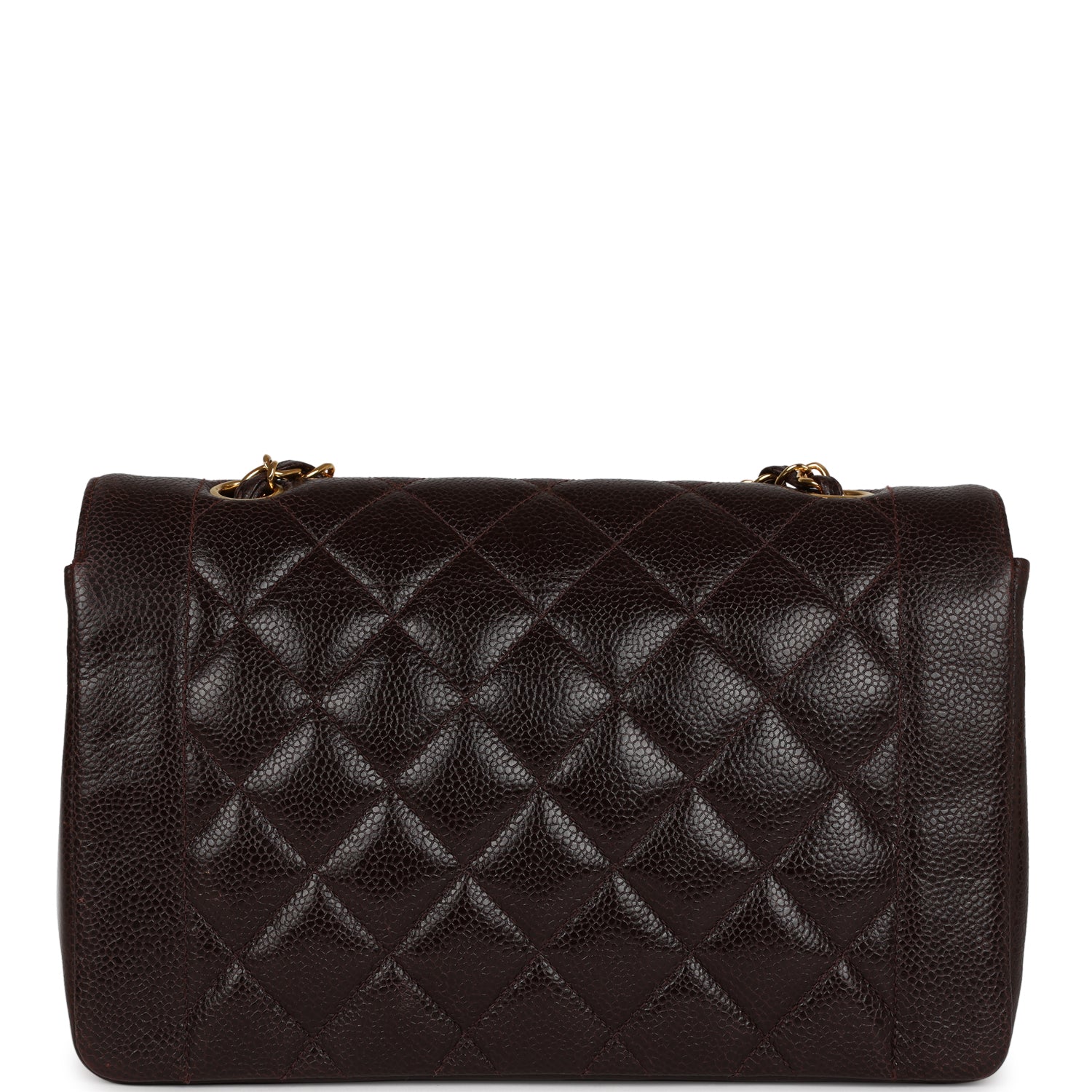 Vintage Chanel Medium Diana Flap Bag Brown Caviar Gold Hardware - Image 4