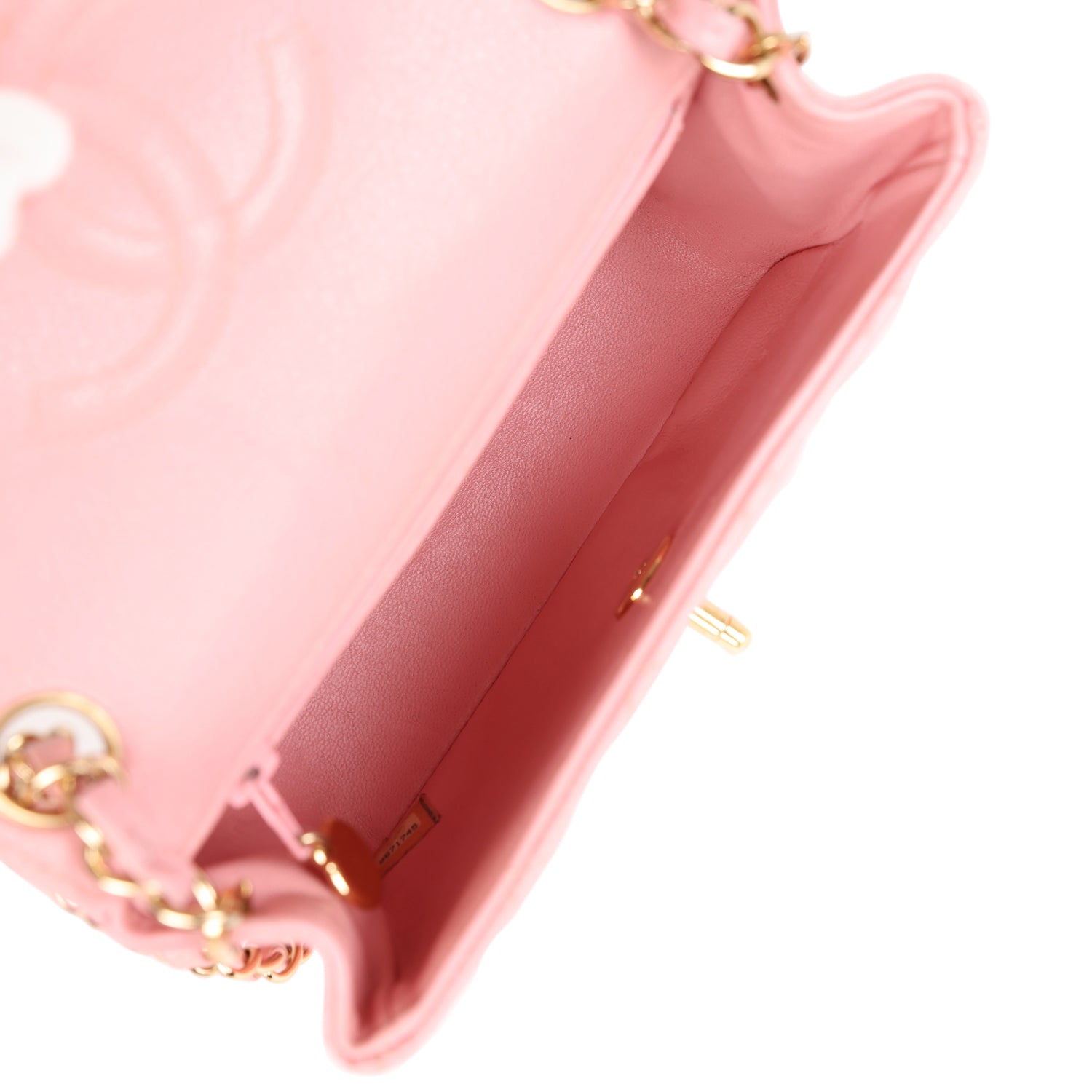 Vintage Chanel Mini Square Flap Pink Caviar Gold Hardware - Image 8