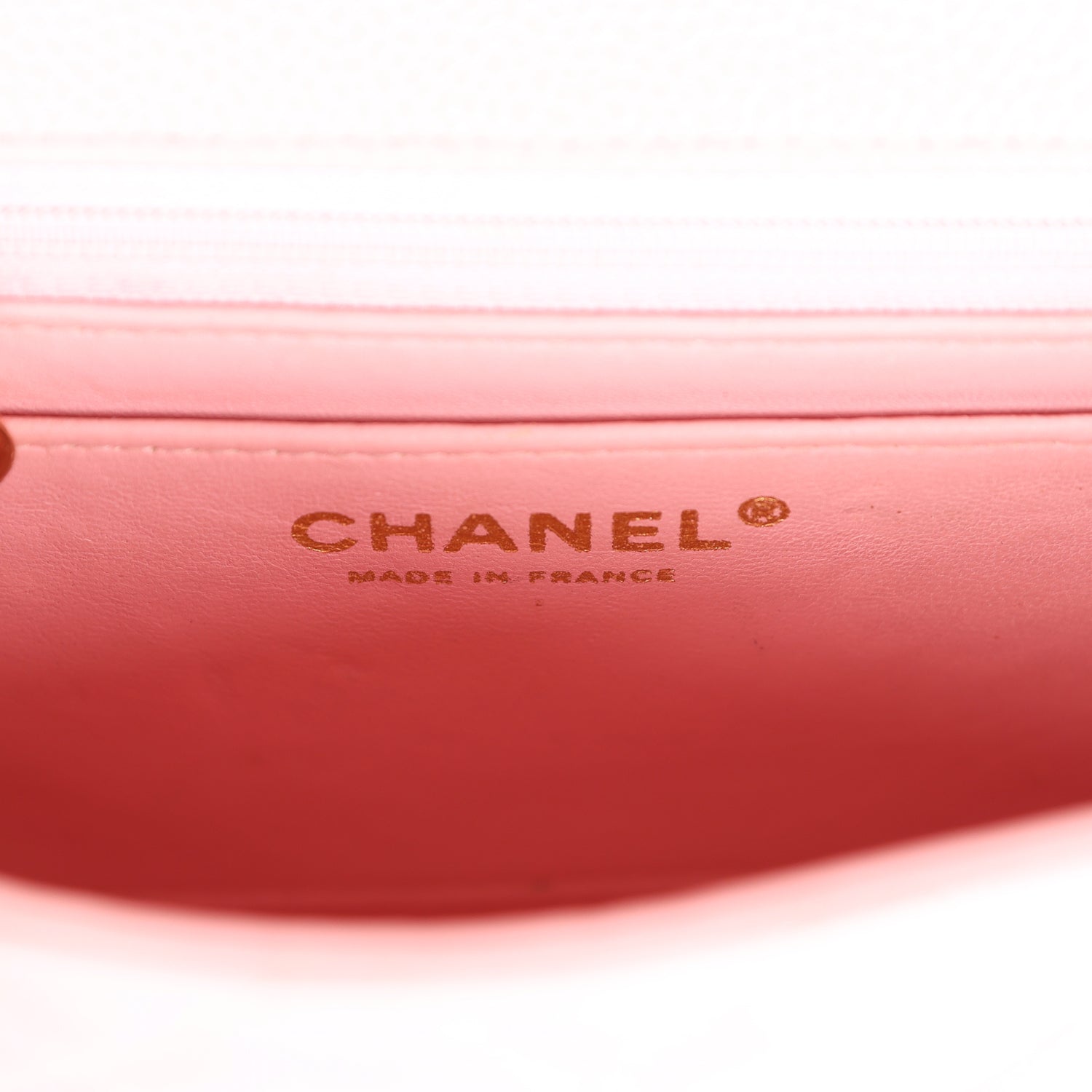 Vintage Chanel Mini Square Flap Pink Caviar Gold Hardware - Image 9