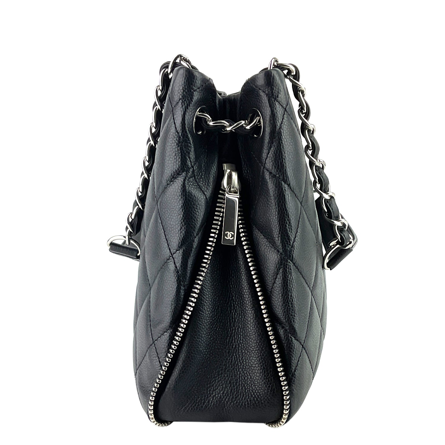 Shoulder Bag Expandable Zip Caviar Leather - Image 4