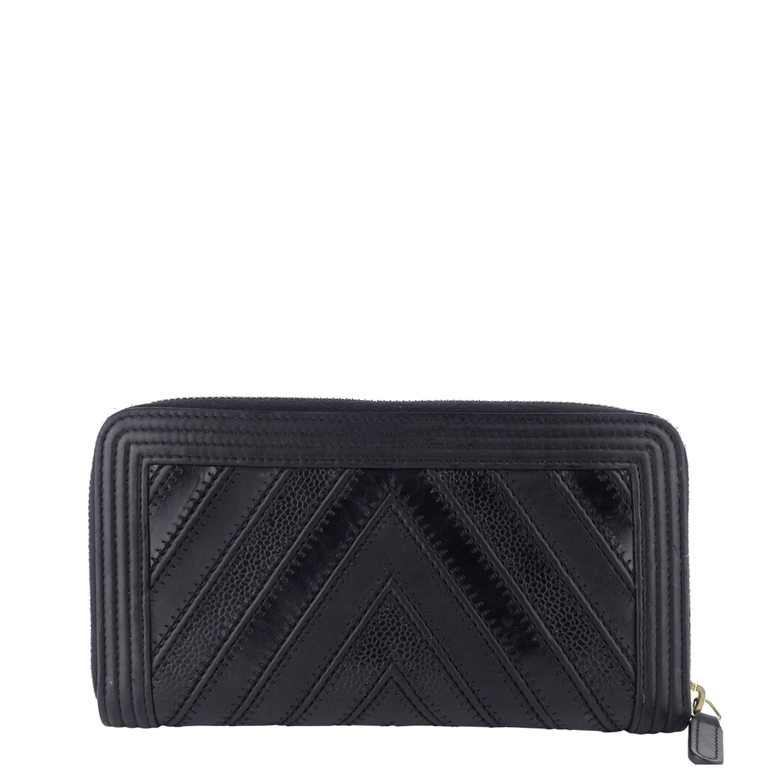 Boy Chevron Mixed Leather Zip Around Wallet - Image 2