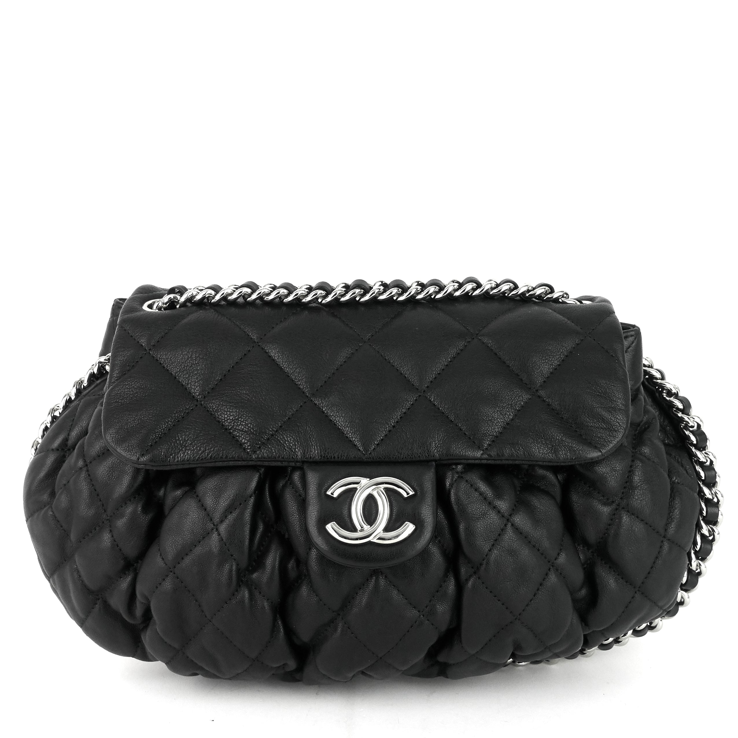 Chain Around Large Lambskin Leather Flap Bag