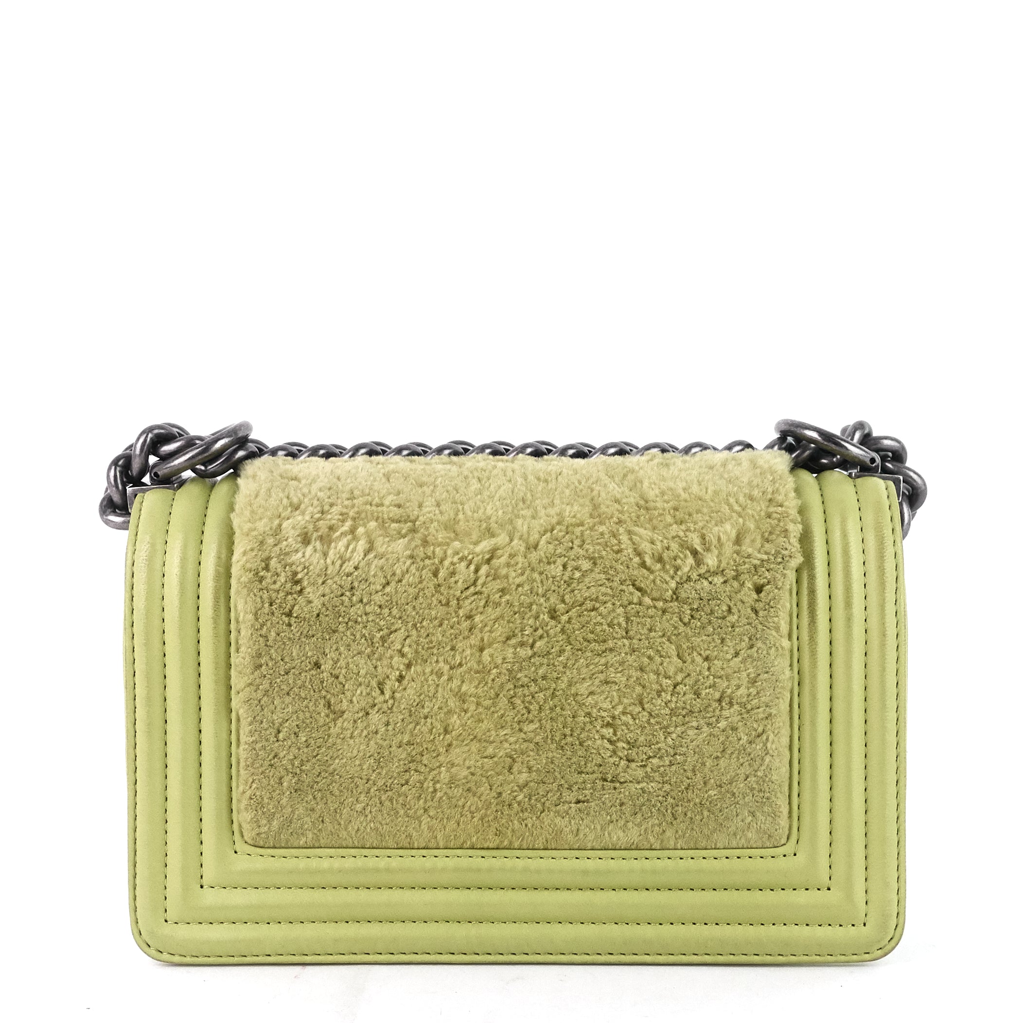 Boy Flap Leather and Rabbit Fur Bag - Image 2