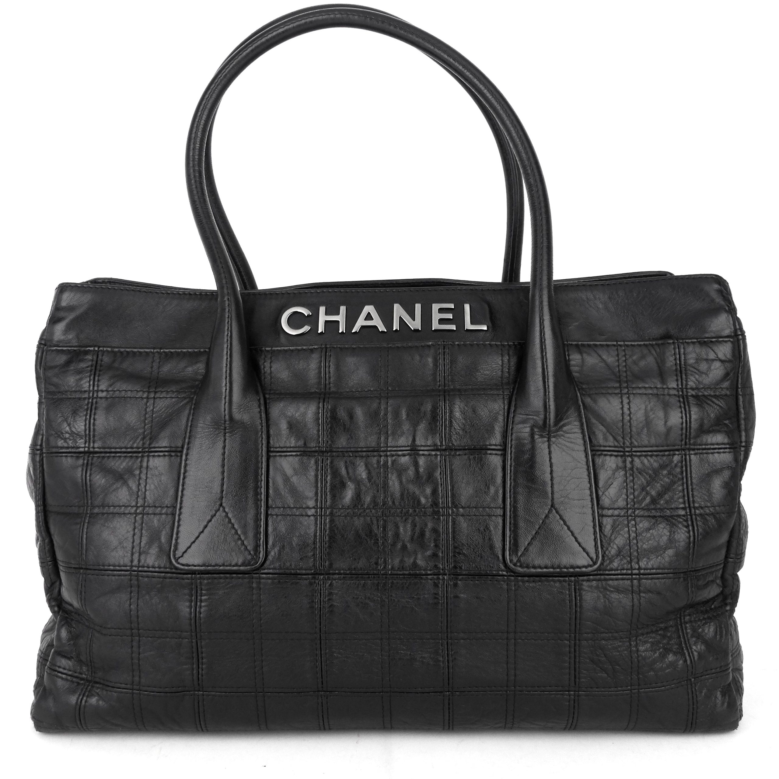 Square Stitch LAX Lambskin Leather Tote Bag