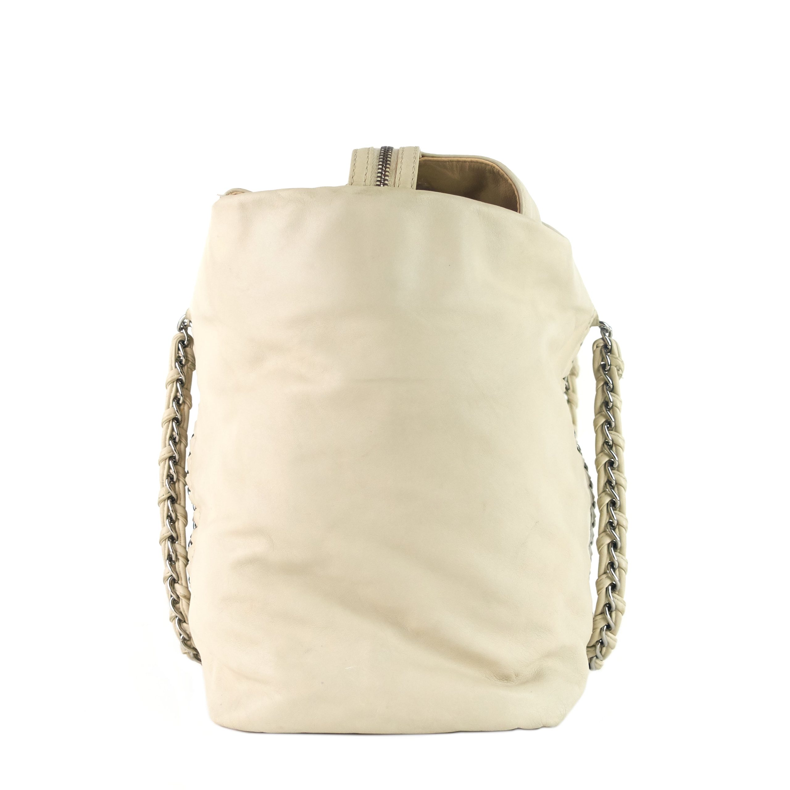 Modern Chain Zip Leather Tote Bag - Image 4