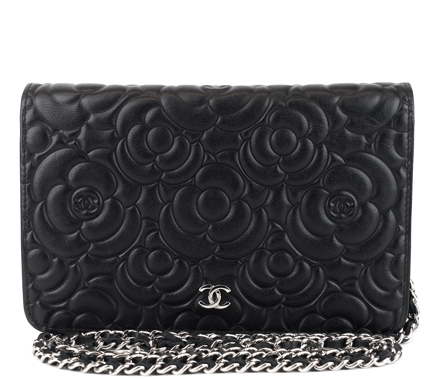 Wallet on Chain Camellia Lambskin Leather Bag