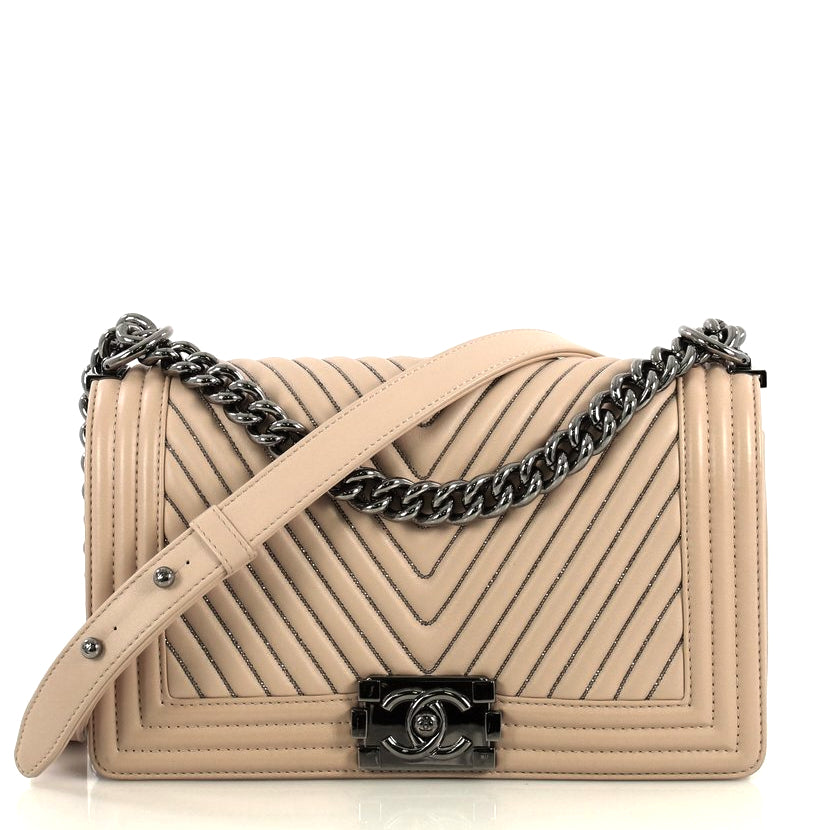 Boy Flap Old Medium Chevron Calf Leather Bag