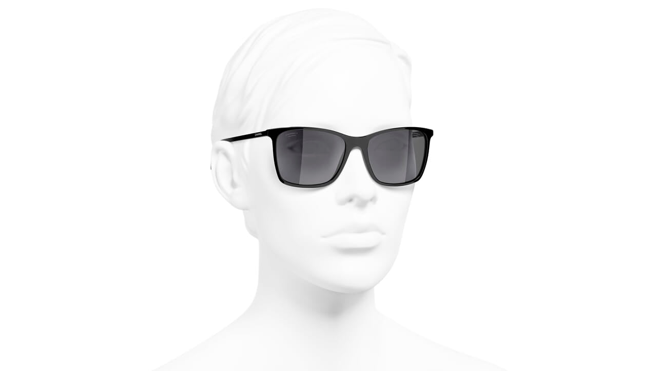 Chanel Classic Black Sunglasses 5447 C.501/t8 Chanel 6037 501/3C 57-16 135 3N Sunglasses Black / Silver CC  main image 4