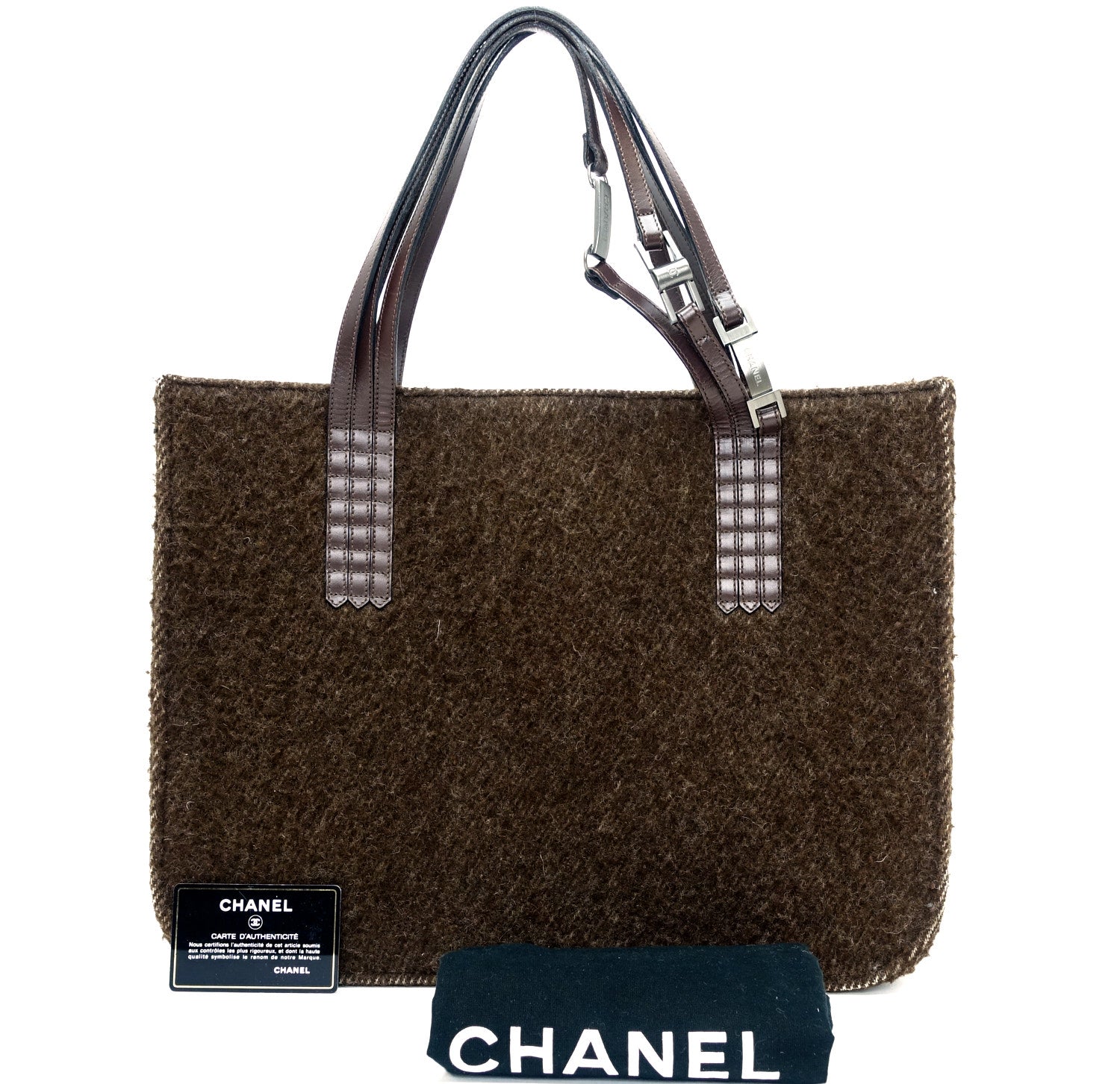 Wool and Leather Large Tote Bag