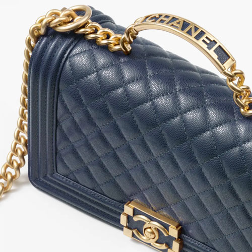 Boy Chanel Handbag With Handle Dark Blue-4