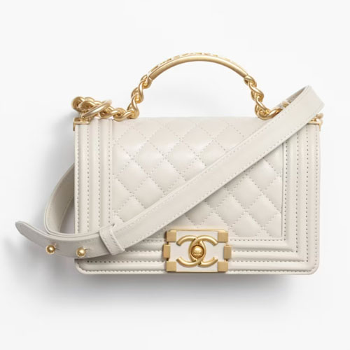 Boy Chanel Handbag With Handle White-1