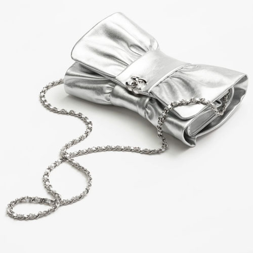 Chanel Clutch Silver Lambskin-2