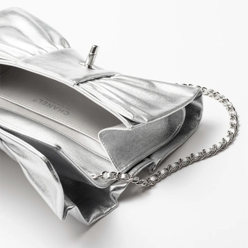 Chanel Clutch Silver Lambskin-3