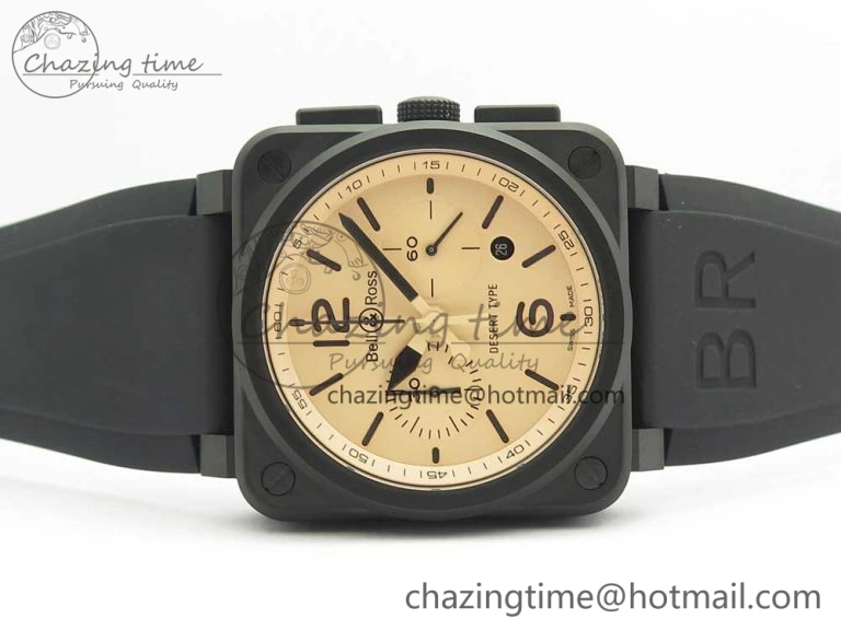 MIROTIME BR 03-94 Chrono PVD Brown Dial Black Markers on Black Rubber Strap A7750 (Free Nylon Strap) SoftTouch 4867