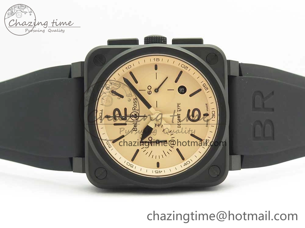 MIROTIME BR 03-94 Chrono PVD Brown Dial Black Markers on Black Rubber Strap A7750 (Free Nylon Strap) SoftTouch 4867