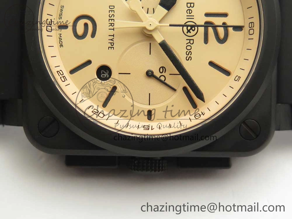 MIROTIME BR 03-94 Chrono PVD Brown Dial Black Markers on Black Rubber Strap A7750 (Free Nylon Strap) SoftTouch 4867