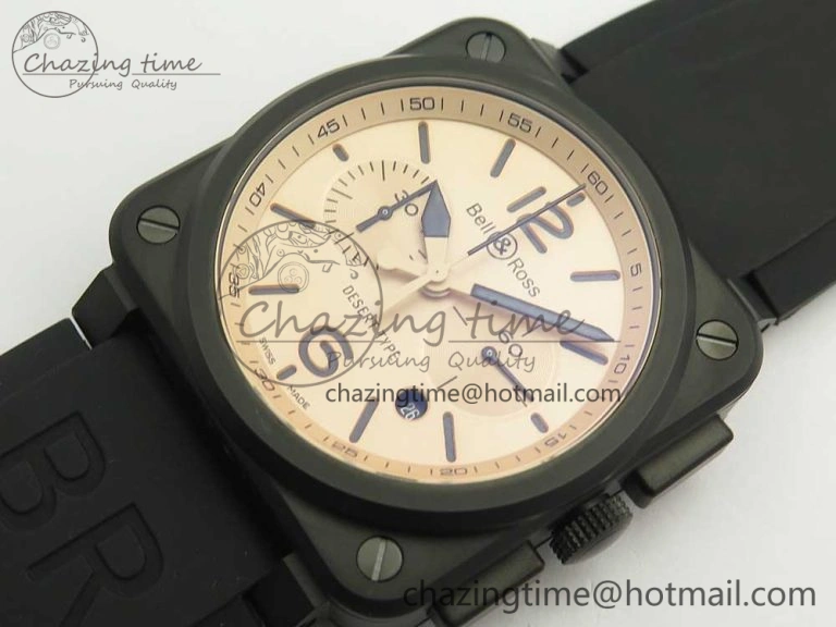 MIROTIME BR 03-94 Chrono PVD Brown Dial Black Markers on Black Rubber Strap A7750 (Free Nylon Strap) SoftTouch 4867