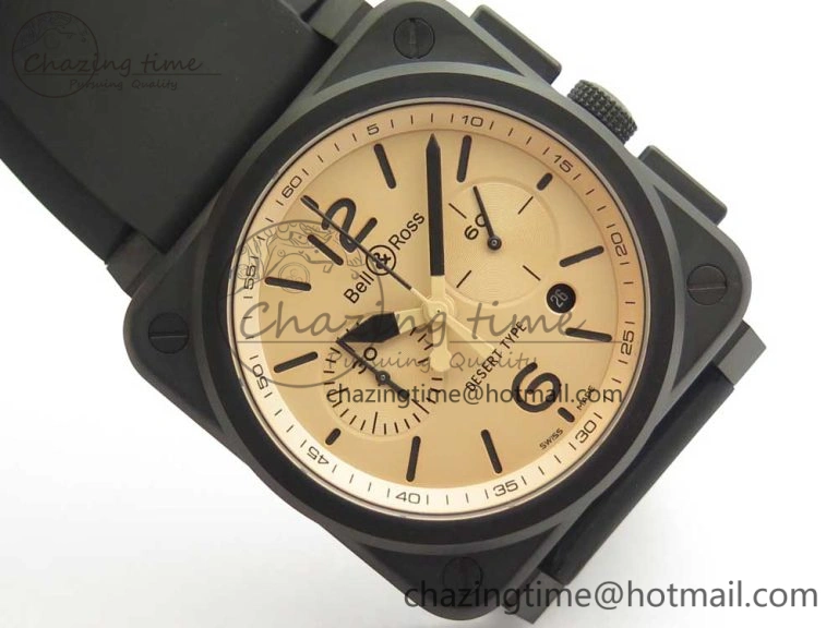 MIROTIME BR 03-94 Chrono PVD Brown Dial Black Markers on Black Rubber Strap A7750 (Free Nylon Strap) SoftTouch 4867