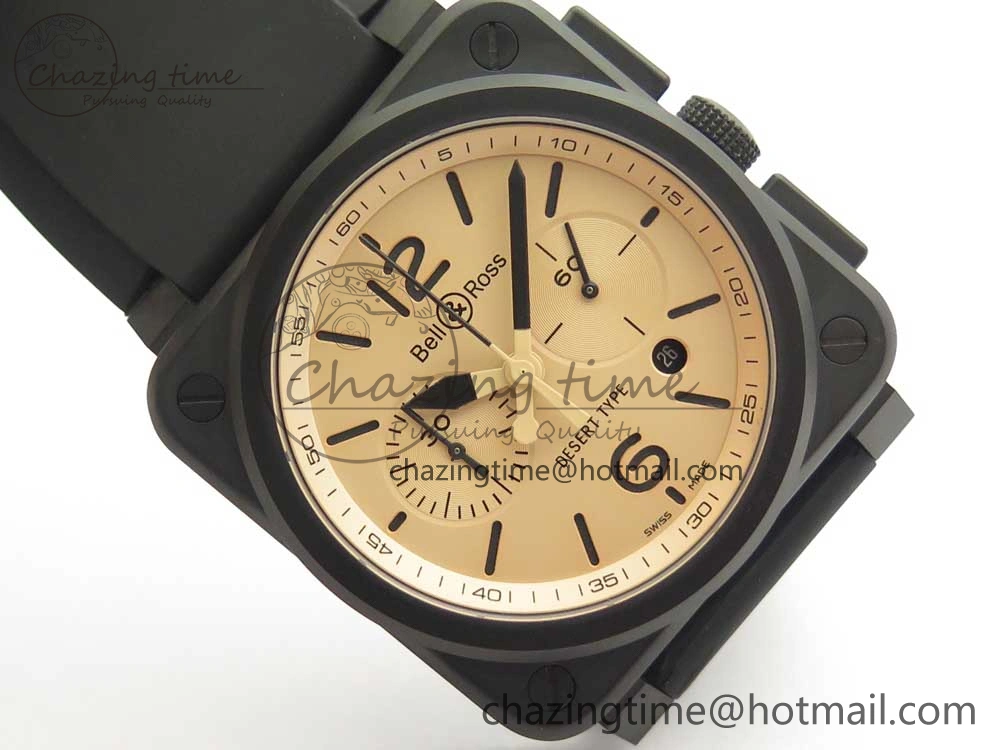 MIROTIME BR 03-94 Chrono PVD Brown Dial Black Markers on Black Rubber Strap A7750 (Free Nylon Strap) SoftTouch 4867