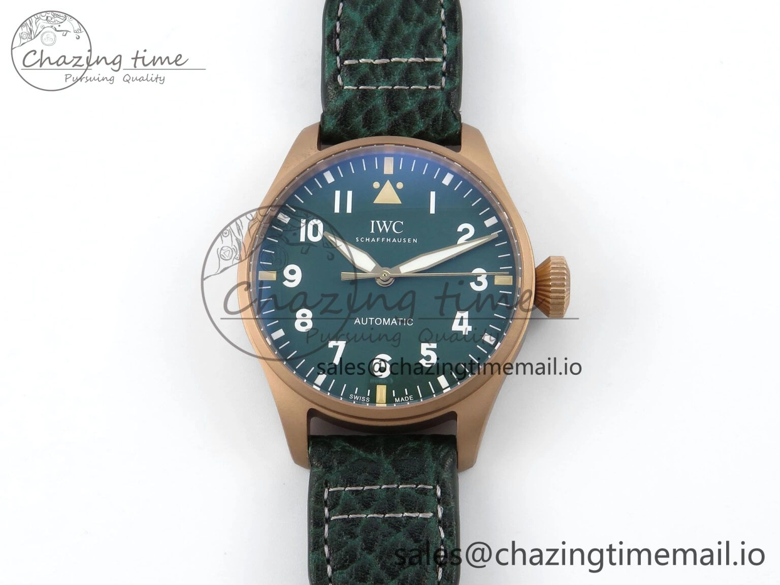 MIROTIME Durable Big Pilot IW329702 M+F 1:1 Best Edition Green Dial on Green Leather Strap MY 7006