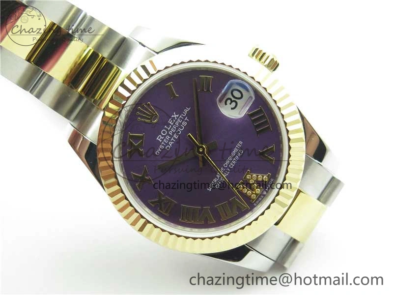 MIROTIME Affordable Datejust 31mm 278273 SS YG BP Maker Best Edition Purple Roman Dial on SS YG Oyster Bracelet 10384