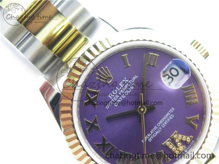 MIROTIME Affordable Datejust 31mm 278273 SS YG BP Maker Best Edition Purple Roman Dial on SS YG Oyster Bracelet 10384