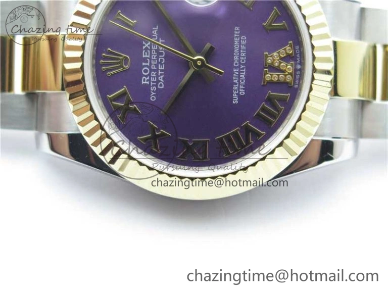 MIROTIME Affordable Datejust 31mm 278273 SS YG BP Maker Best Edition Purple Roman Dial on SS YG Oyster Bracelet 10384