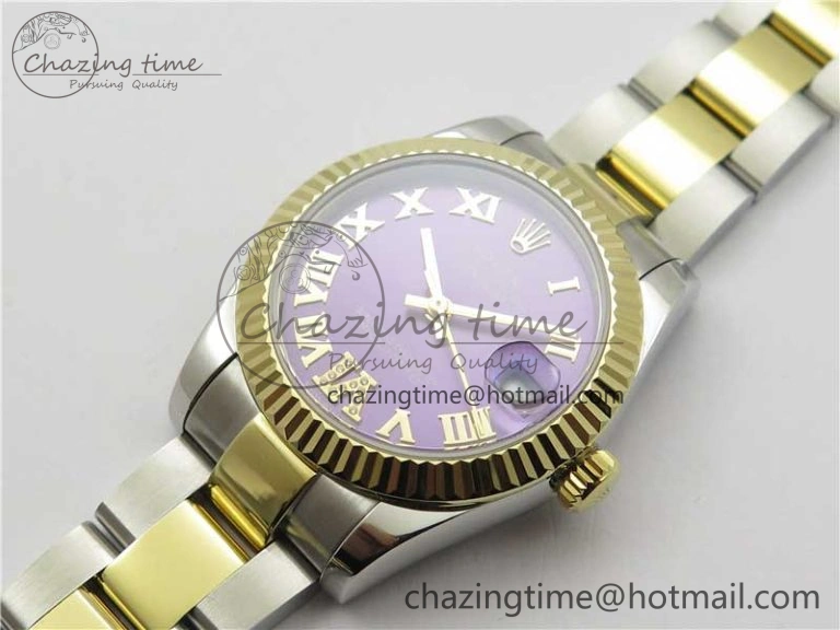 MIROTIME Affordable Datejust 31mm 278273 SS YG BP Maker Best Edition Purple Roman Dial on SS YG Oyster Bracelet 10384