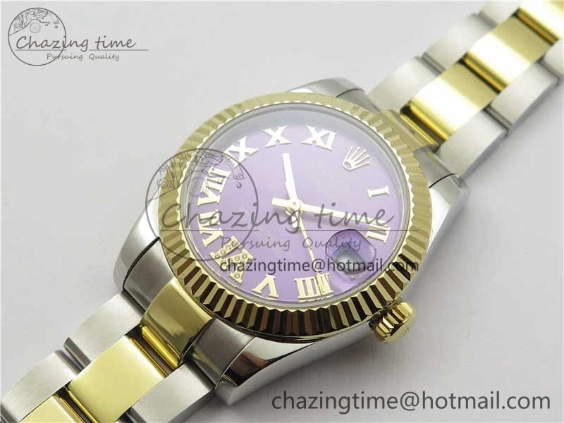 MIROTIME Affordable Datejust 31mm 278273 SS YG BP Maker Best Edition Purple Roman Dial on SS YG Oyster Bracelet 10384