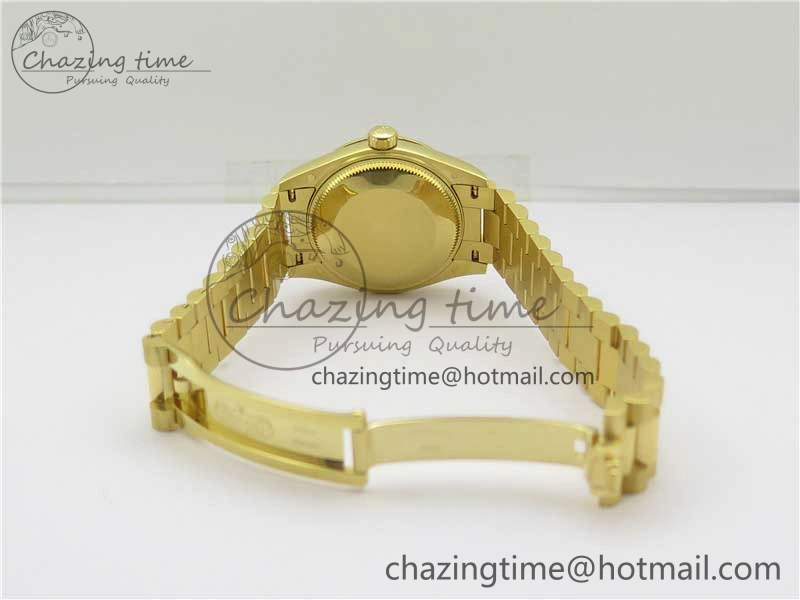 MIROTIME Comfortable Daydate 278288 31mm YG EWF Best Edition Green Malachite Dial on YG President Bracelet ETA 10331