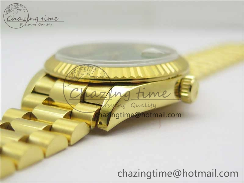 MIROTIME Comfortable Daydate 278288 31mm YG EWF Best Edition Green Malachite Dial on YG President Bracelet ETA 10331