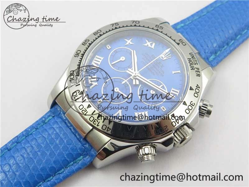 MIROTIME Unique Daytona 116519 OXF Best Edition Blue Dial on Blue Leather Strap A 10509