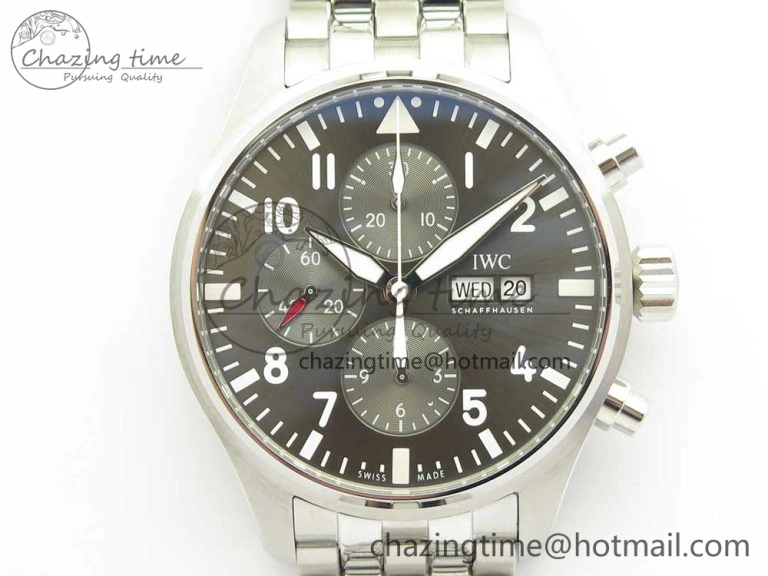 MIROTIME Stretchable Pilot Chrono 2016 IW377719 ZF 1:1 Best Edition Gray Dial on SS Bracelet A 7135