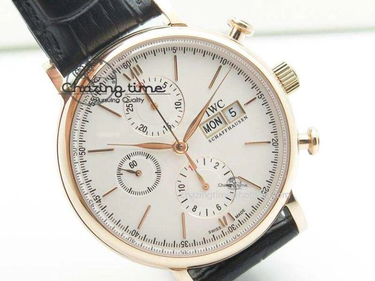 MIROTIME Portofino Chrono RG White Dial on Black Leather Strap A Vibrant 7385
