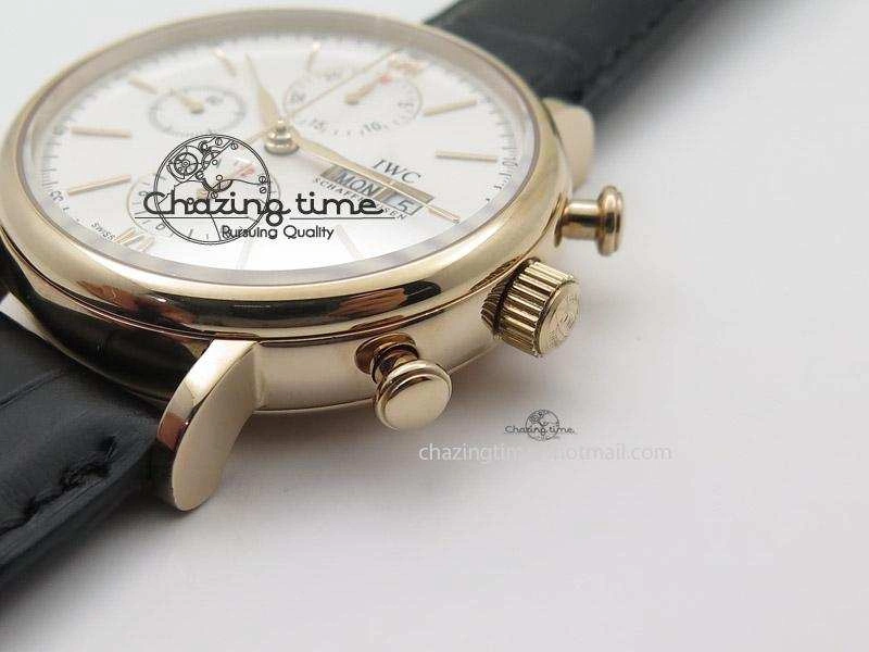 MIROTIME Portofino Chrono RG White Dial on Black Leather Strap A Vibrant 7385