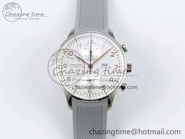 MIROTIME Portuguese Chrono IW3716 Z+F 1:1 Best Edition White Dial on Gray Rubber Strap A WrinkleFree 7014