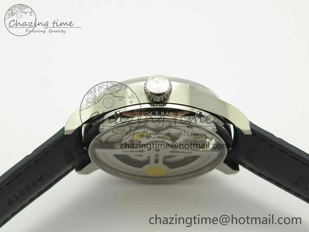 MIROTIME Portuguese Tourbillon IW5046 SS ZF Best Edition White Dial Blue Markers on Blue Leather Strap Fashionable 7149