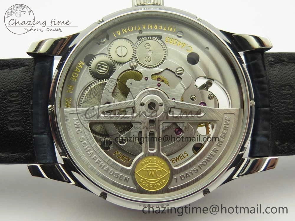 MIROTIME Portuguese Tourbillon IW5046 SS ZF Best Edition White Dial Blue Markers on Blue Leather Strap Fashionable 7149
