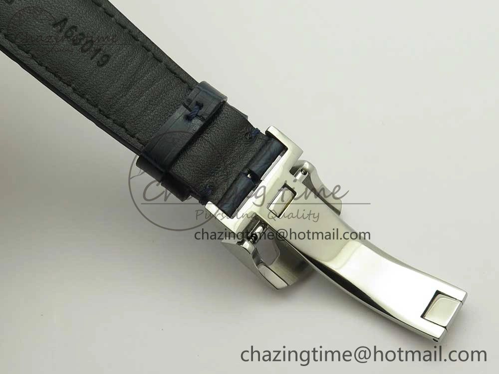 MIROTIME Portuguese Tourbillon IW5046 SS ZF Best Edition White Dial Blue Markers on Blue Leather Strap Fashionable 7149