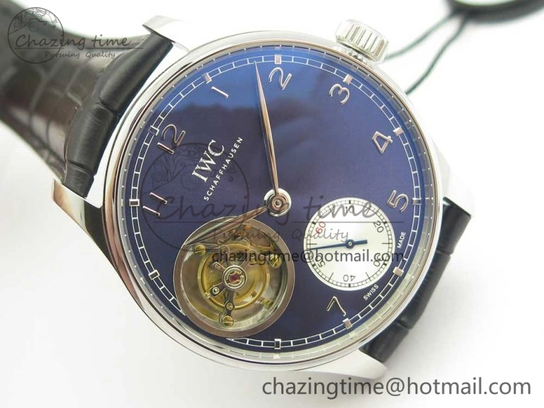 MIROTIME Seasonal Portuguese Tourbillon IW5463 SS ZF Best Edition Blue Dial on Black Leather Strap 7171