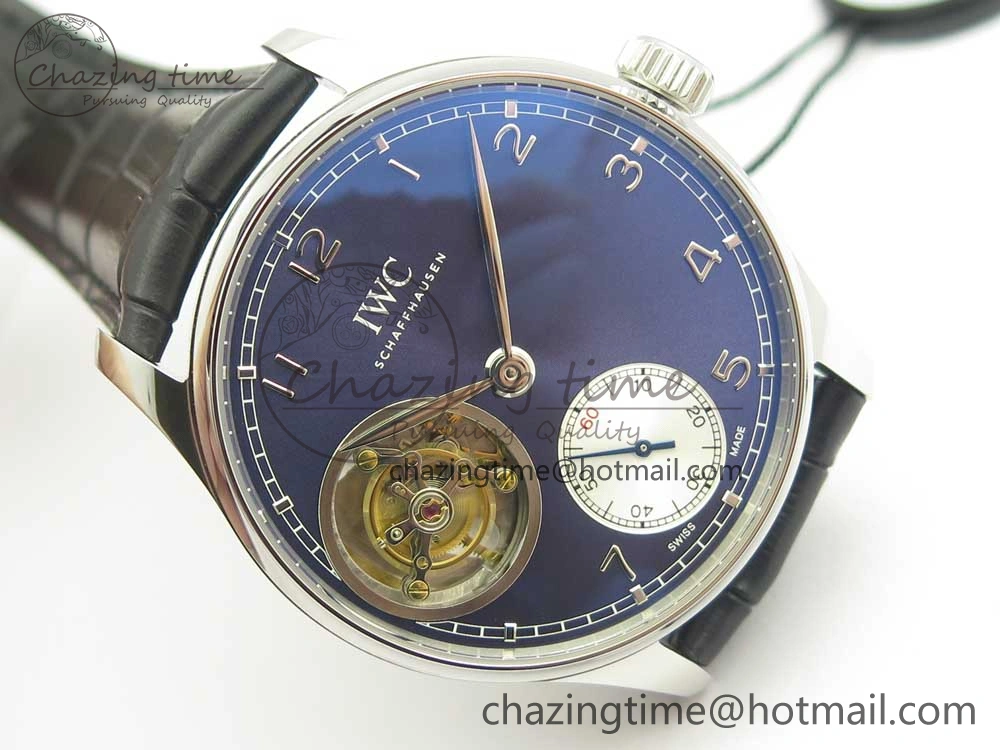 MIROTIME Seasonal Portuguese Tourbillon IW5463 SS ZF Best Edition Blue Dial on Black Leather Strap 7171
