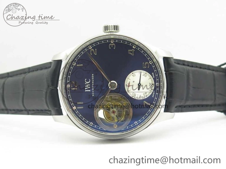 MIROTIME Seasonal Portuguese Tourbillon IW5463 SS ZF Best Edition Blue Dial on Black Leather Strap 7171
