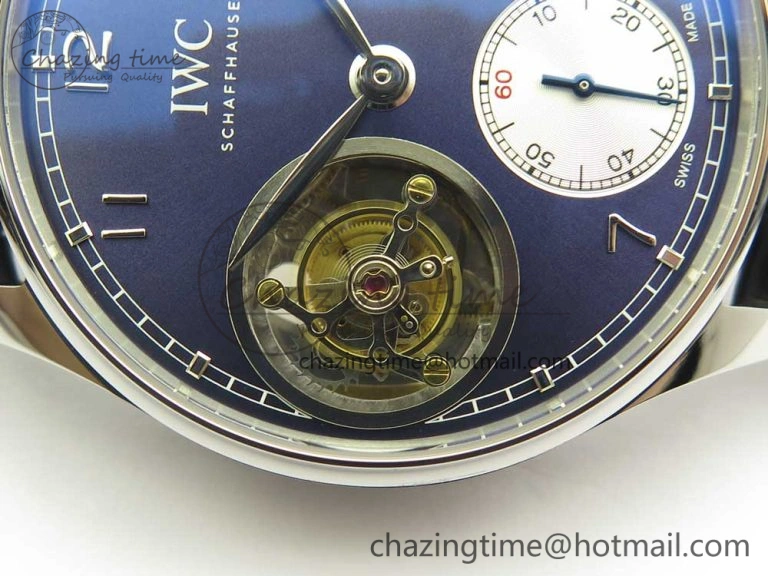 MIROTIME Seasonal Portuguese Tourbillon IW5463 SS ZF Best Edition Blue Dial on Black Leather Strap 7171