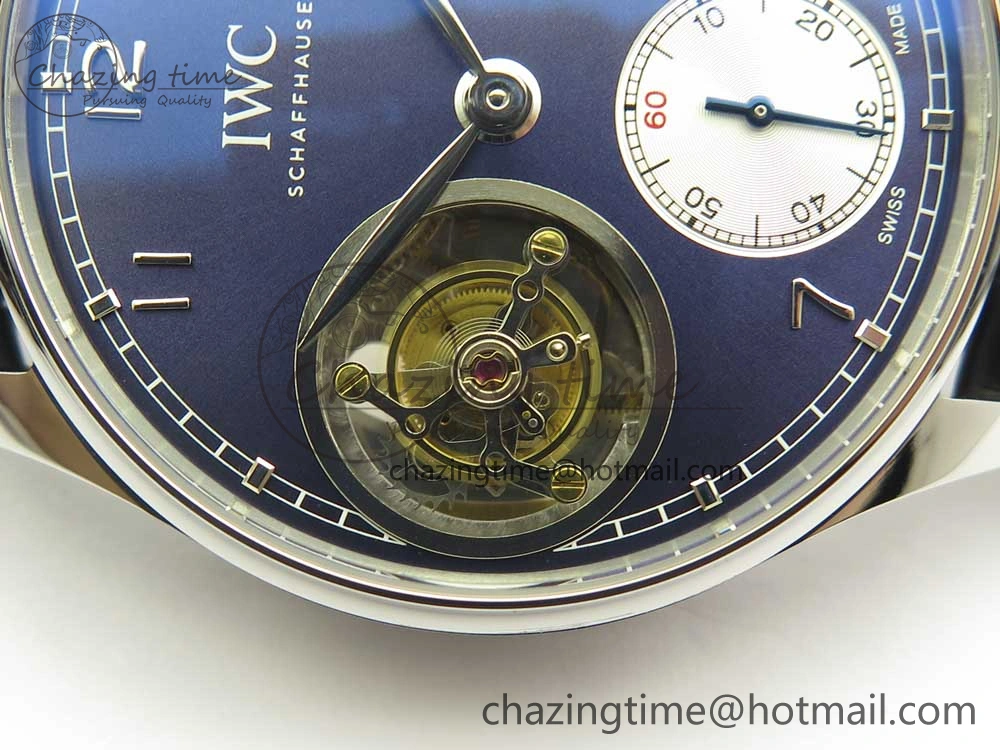 MIROTIME Seasonal Portuguese Tourbillon IW5463 SS ZF Best Edition Blue Dial on Black Leather Strap 7171