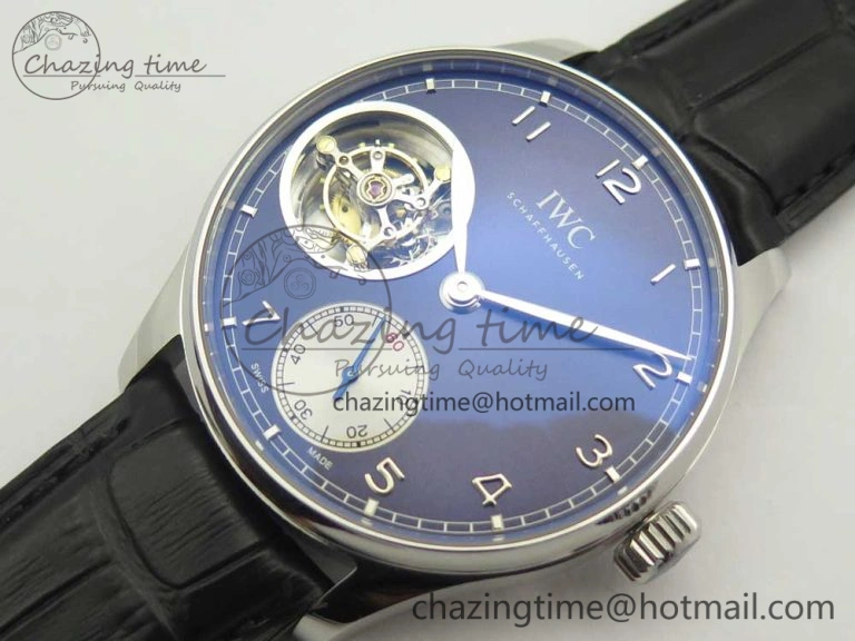 MIROTIME Seasonal Portuguese Tourbillon IW5463 SS ZF Best Edition Blue Dial on Black Leather Strap 7171
