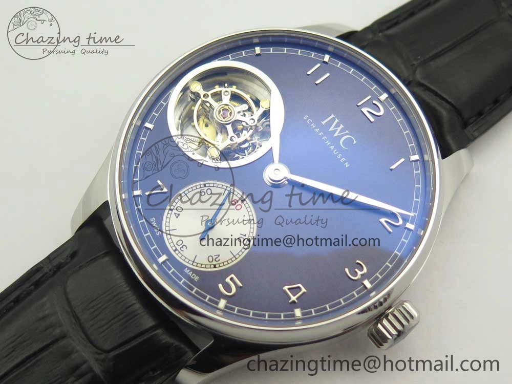 MIROTIME Seasonal Portuguese Tourbillon IW5463 SS ZF Best Edition Blue Dial on Black Leather Strap 7171