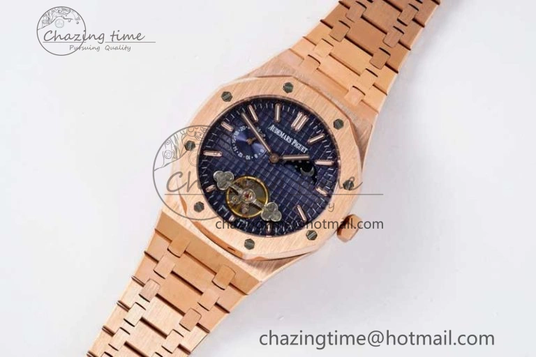 MIROTIME Sporty Royal Oak Fake Tourbillon RG ABF Blue Dial on RG Bracelet A23J (Erotic) 4759