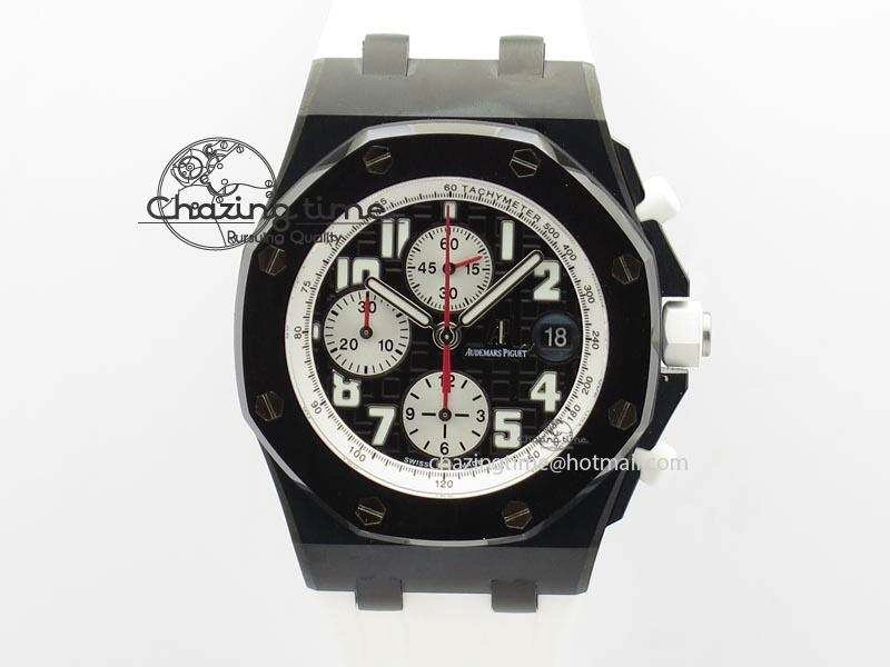 MIROTIME TimelessDesign Royal Oak Offshore Black & White Marcus JF Best Edition On White Rubber Strap A7750 (Free Black Strap) 5068
