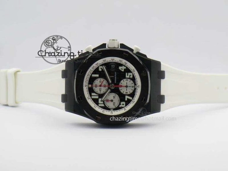 MIROTIME TimelessDesign Royal Oak Offshore Black & White Marcus JF Best Edition On White Rubber Strap A7750 (Free Black Strap) 5068
